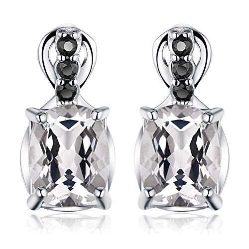 Pendientes de espinela negra en plata de ley 925 auténtica para novias elegantes