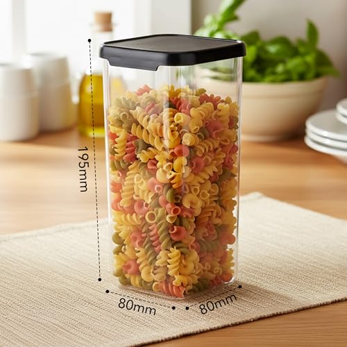 Image of Plastic Airtight Containers Set For Kitchen Storage And Containers Box For Pantry Organization And Container (1500ml, Black And Transparent) Set of 8