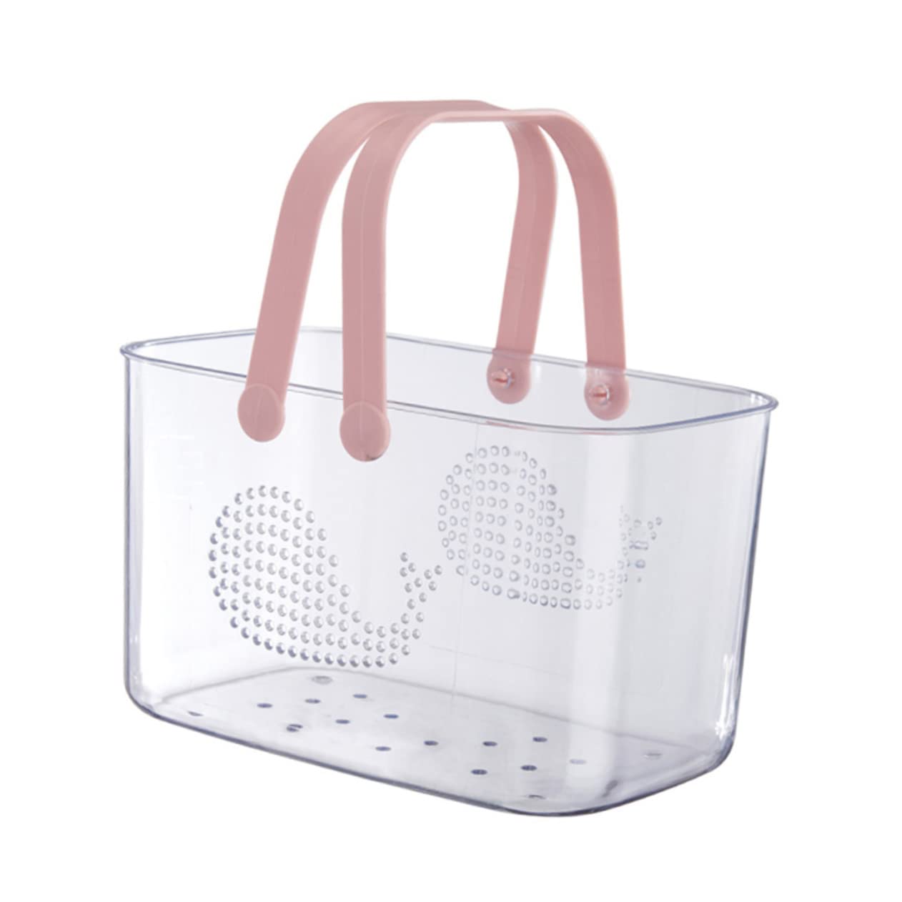 Beavorty Cesta de Ducha Portátil Transparente de Plástico Rosa con Asa | Gran Capacidad, Base Estable sobre Superficie Plana, para Baño y Salón