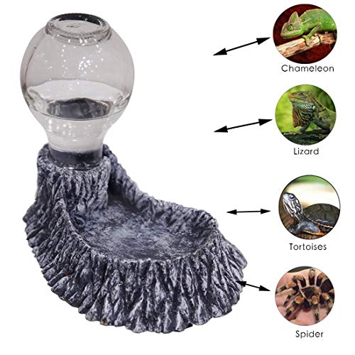 Reptile-Amphibians Water-Bowl Terrarium Waterfalls Habitat Decor - Automatic Water Dispenser for Insects Lizard Chameleon Tortoises Snake Spider Frog Gecko