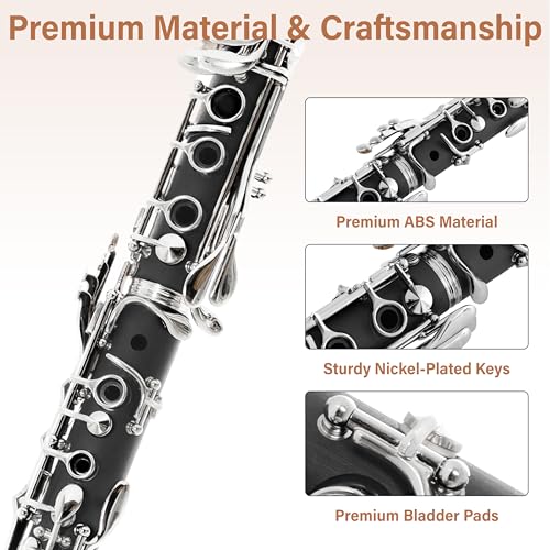 Image of Mendini by Cecilio Ebonite Bb Clarinet Kit for Beginner - Black