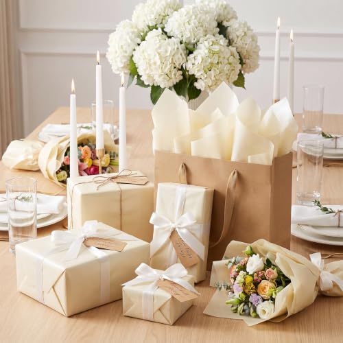 Image of woric 160 Ivory Tissue Paper for Gift Bags 20 x 14 Inch Cream Tissue Paper