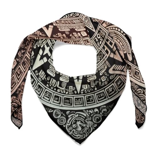 Silk Scarves, Mayan Calendar Printed Silk Scarves,soft Silk Scarves,versatile Silk Scarves,thin And Easy to Carry Silk Scarves