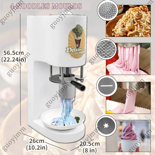 guoyjmm Nudel-Eismaschine, Elektrische Pasta-EIS-Pressmaschine, Edelstahl, 4 Austauschbare Formen, Leicht Zu Reinigen, Für Gelato- Und Dessertläden – Bild 5