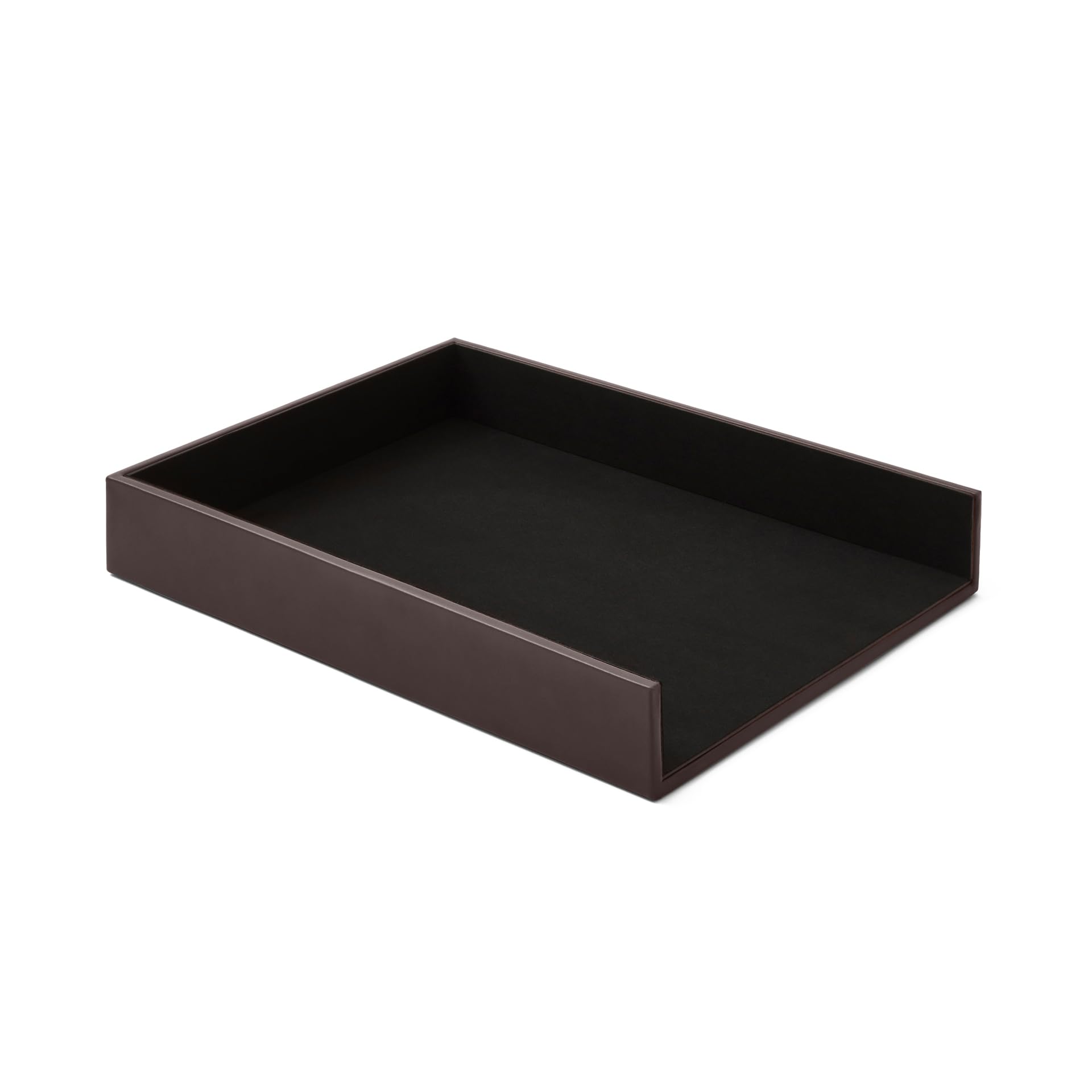 Eglooh - Minerva - Paper Tray for Desk and Office Leather Dark Brown - A4 Document Tray, Letter Organiser - cm 32 x 24,2 x H.5 - Entirely Made in Italy