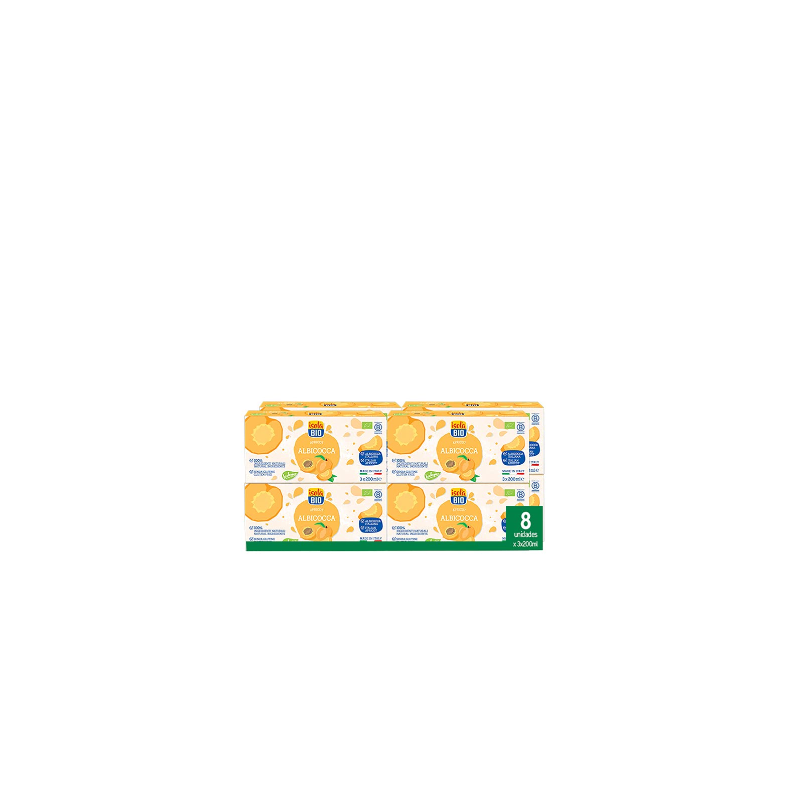 ISOLA BIO - Zumo Ecológico de Albaricoques Italianos - Pack 24 X 200 ml