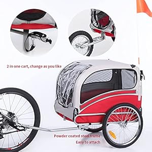Sepnine-Leonpets-2-in-1-Dog-Stroller-Pet-Dog-Bike-Trailer-Bicycle-Trailer-and-JoggerEasy-Fold-20303-RedGrey - Cucciolini Doodles   Sepnine-Leonpets-2-in-1-Dog-Stroller-Pet-Dog-Bike-Trailer-Bicycle-Trailer-and-JoggerEasy-Fold-20303-RedGrey