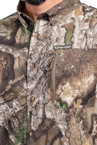 Realtree Men's Button-Down Original Camo Camp Short Sleeve Shirts for Hunting, Hiking and Fishing, Size Small4