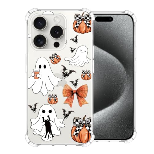 Coque silicone iPhone 15 Pro Max transparente dessin animé Halloween