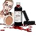 Produktbild BIOSCEN Halloween Kunstblut 100 ml und 50 g Modellierwachs, Zombie Vampir Wundschorf Schminke, Spezialeffekt Fake Blood für Realistische Wunden & Narben, Künstliches Blut Filmblut mit Make-up Schwamm