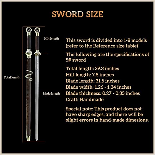 Shen Guanglong 6# New Tai Chi Sword, Chinese Martial Arts Sword, Hand Forged Stainless Steel Practice Sword With Sword Bag & Tassel, Crafted For Both Amateurs And Professionals, Unsharpened Blade37.7 #TOP6