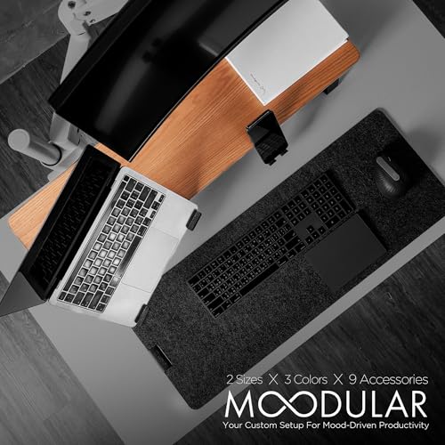 Image of ULTRARM Moodular Wooden Monitor Stand Desk Organizer, Standard 33.4 inch Oak | Customizable Organized Workspace, Aluminum Slide Rails, 10 Add-Ons Sold Separately: Storage Drawer, Tablet, Phone & More