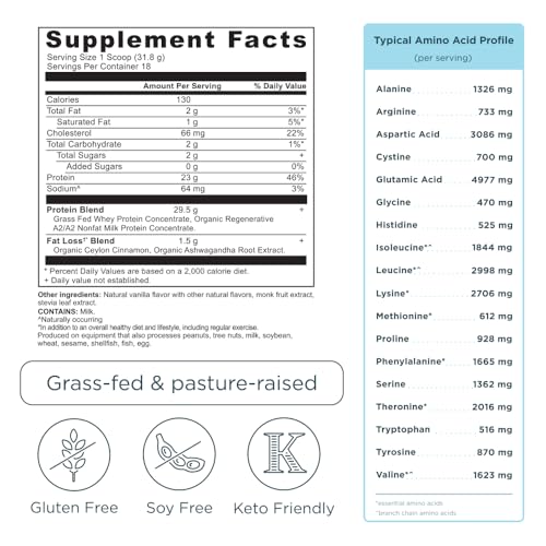 Ancient Nutrition Multi Collagen Advanced Peptides Powder Lean, Cinnamon, 25 Servings + Grass-fed Whey + Fat Loss Protein Powder, Vanilla Cinnamon, 18 Servings - image 6