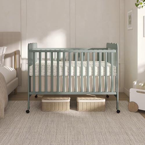 Image of Dream On Me Carson Classic 3-in-1 Convertible Full-Size Baby Crib in Meadow Green, GreenGuard Gold & BSA, 4 Mattress Heights, Converts to Day & Toddler Bed, Locking Wheels, Classic Nursery Design