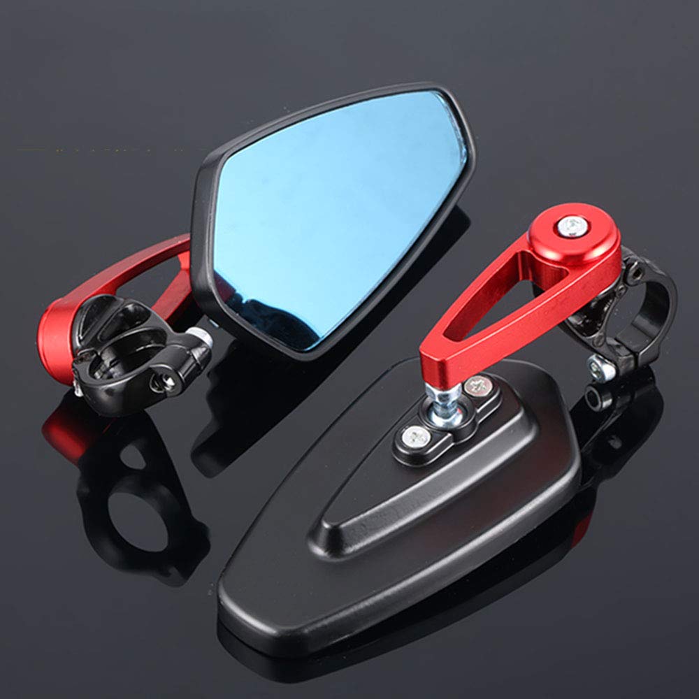 ViZe 7/8'' 22mm Rétroviseurs Moto Embout de Guidon Latéraux Miroir Arrière Universel Miroir Motif Rouge-bleu