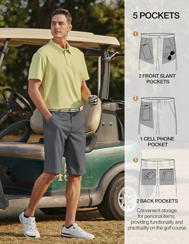 PULI Mens Golf Hiking Shorts Lightweight Casual Dress 12" Inseam Work Stretch Travel Hybrid Quick Drying with Pockets3
