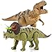 JOYIN 2 in 1 Dinosauro Realistico a Piedi T-rex Giocattolo Elettronico e Triceratopo con Suoni Ruggenti