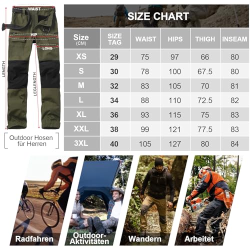 yeyity Wanderhose Herren Outdoor Hosen Robust Atmungsaktiv Langlebig Taktische Hose Arbeitshosen Männer zum Outdoor-Aktivitäten und Außenarbeiten(9925,Amy Grün,XL)