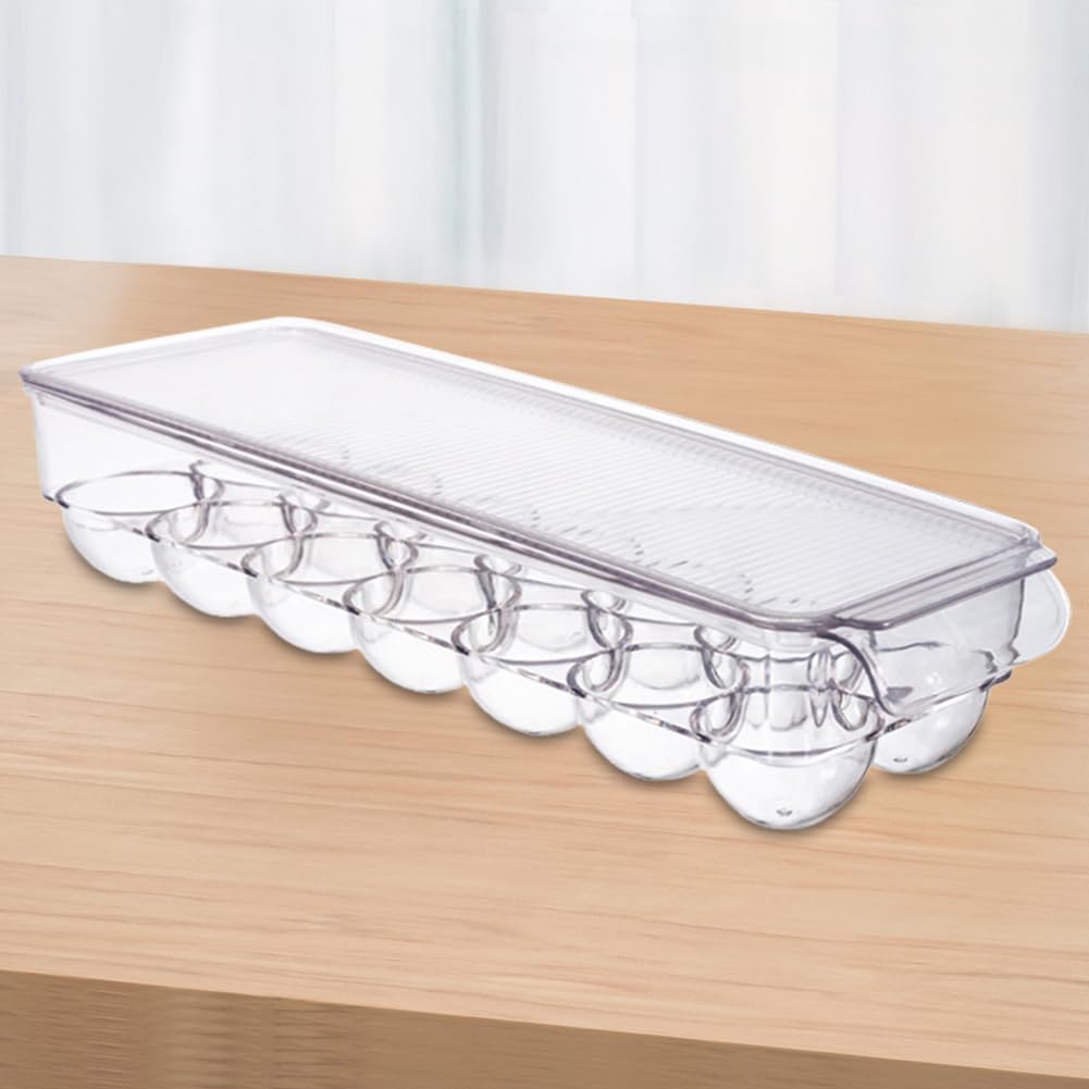 1/2/3/4 pezzi contenitore for uova frigorifero organizer for uova con coperchio portauova in plastica scatola portauova impilabile 14 griglie for cucina domestica (2 pezzi)