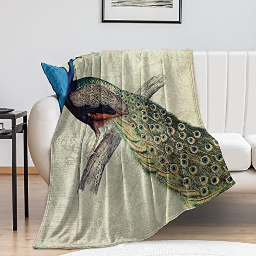 Couverture de ferme paon plaid doux anti-électricité statique lit canapé - 2