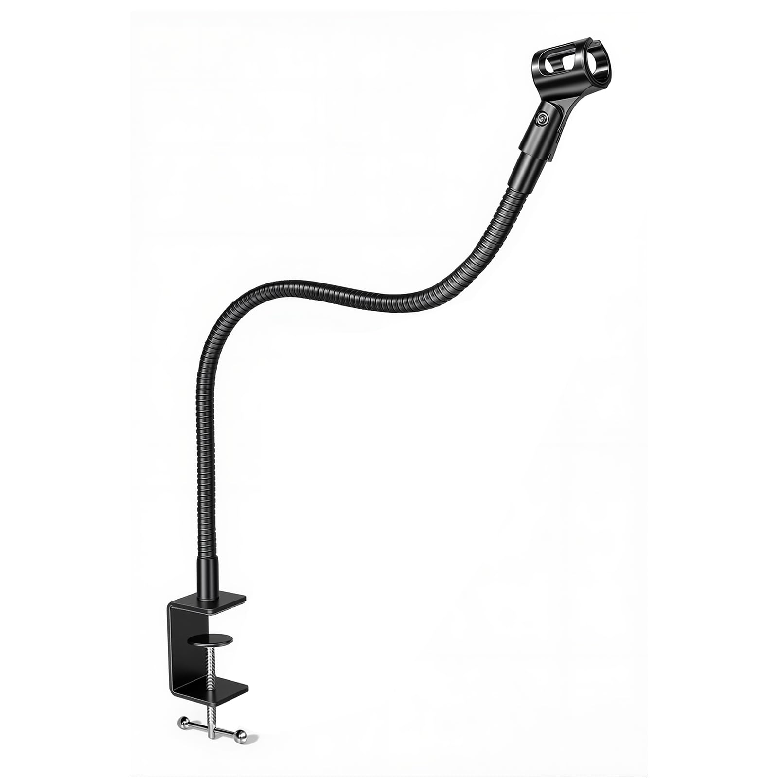 Soporte de micrófono flexible de cuello de cisne de 24 pulgadas con abrazadera de escritorio para podcasting, transmisión de radio, estudio de transmisión