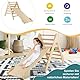 FANTASK Kletterdreieck mit Rutsche, Klettergerüst Indoor ab 1 Jahr, Sprossendreieck Kletterrampe aus Holz (Natur)
