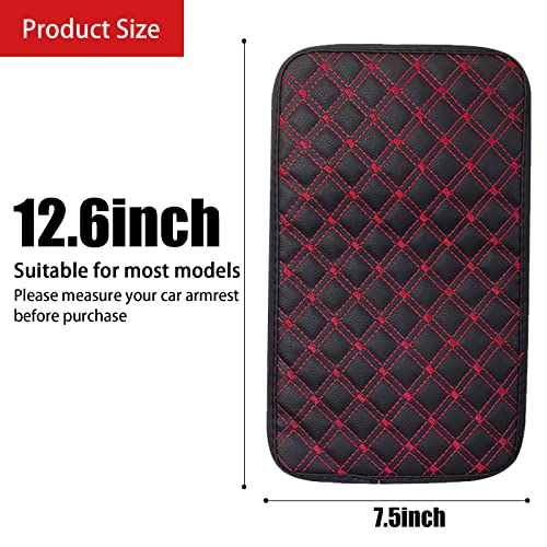 Timnas Pack-1 Car Center Console Cover, Four Seasons Universal Armrest Center Console Pad, Pu Leather Car Armrest Box Cover, Waterproof Car Armrest Box Protector Fits For Car Suv Truck (Red) #TOP1