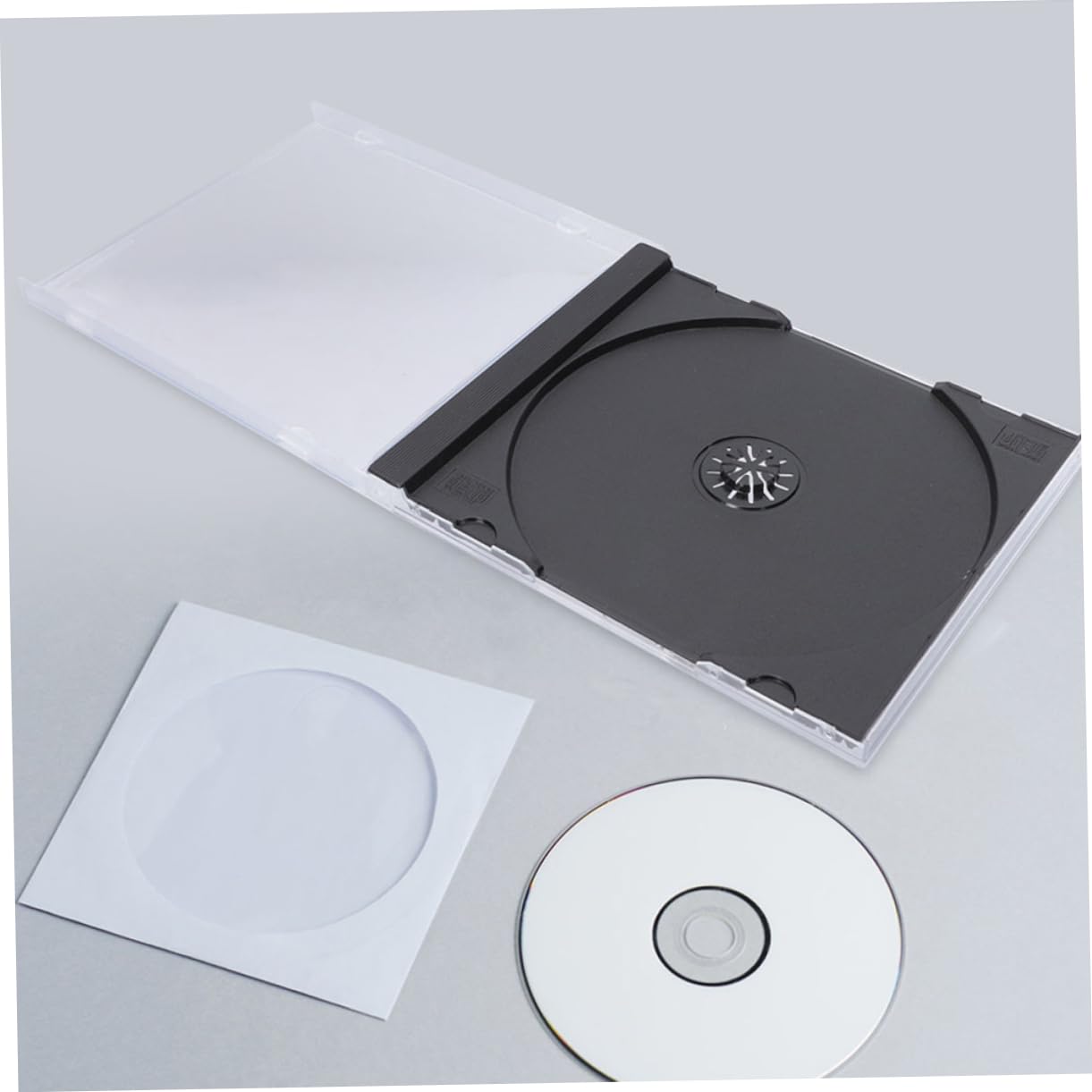 Hemobllo 10 pezzi Custodia CD Trasparente con Base Nera Archiviazione per Dischi Musicali Ufficio Protezione Robusta e Versatile