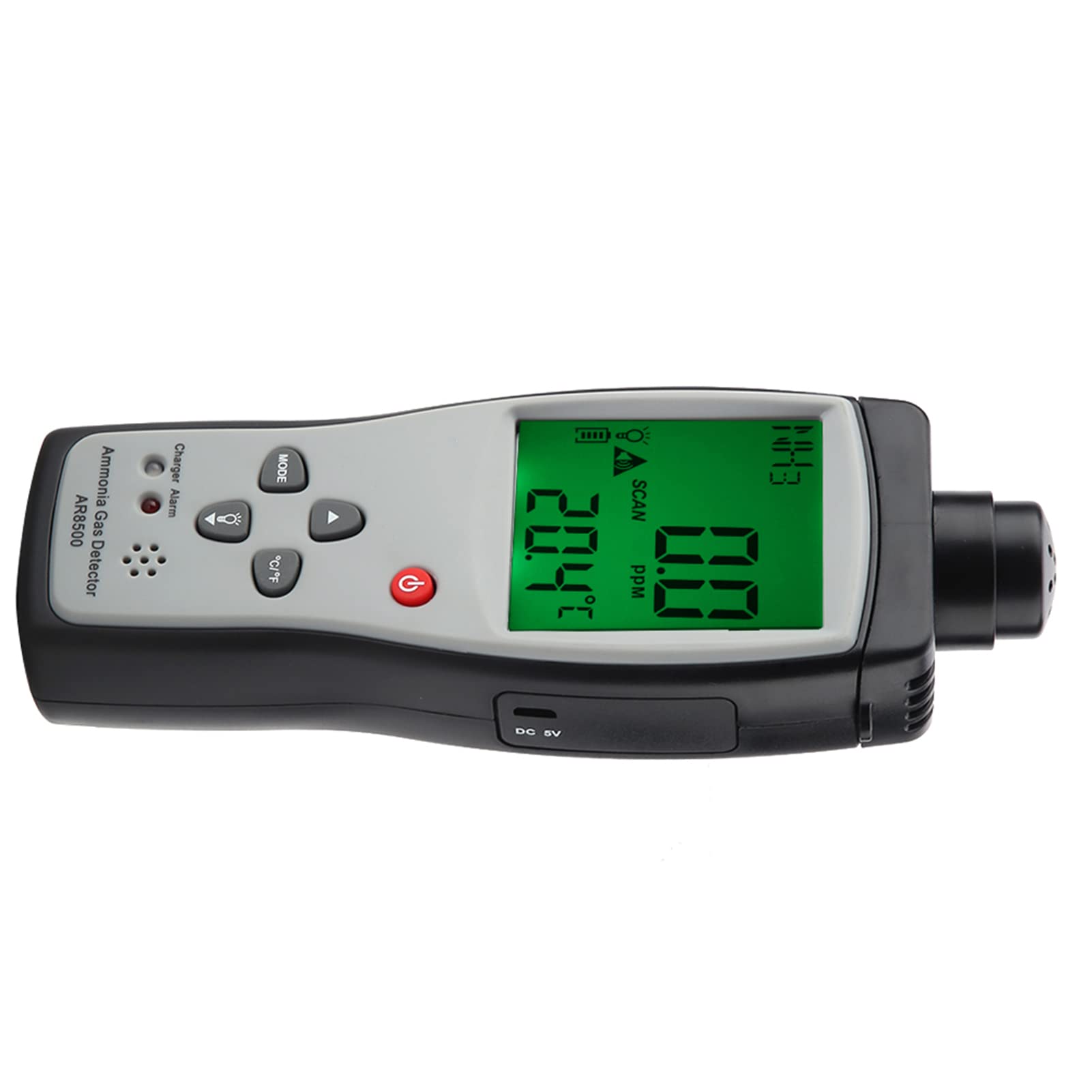 Sensore Smart AR8500 Detector, Monitoraggio del Tester a Gas NH3 Portatile con Allarme della Luce Sonora 0-100 Ppm, per le Miniere di Fattoria Chimiche