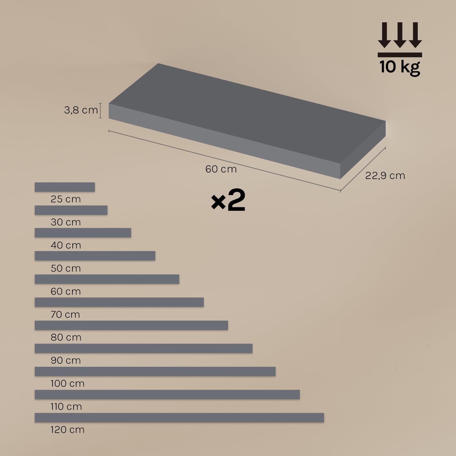 WOLTU Estanteria Pared Flotante, Juego de 2 de Madera de MDF, para Salón, Cocina, Pasillo RG9319dgr-2
