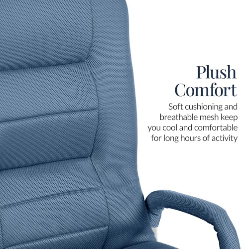 Image of Best Choice Products Swivel Gaming Chair 360 Degree Multipurpose Floor Chair Rocker for TV, Reading, Playing Video Games w /Lumbar Support, Armrest Handles, Adjustable Foldable Backrest - Dusty Blue