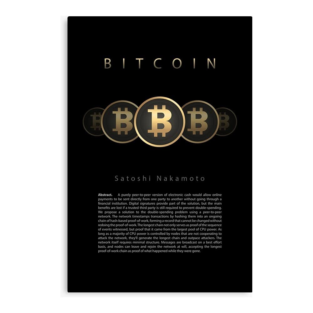 Amazon.com: NATVVA Bitcoin: A Peer-to-Peer Electronic Cash System Satoshi  Nakamoto White Wall Art Poster Canvas Prints Painting Picture Artwork  Bedroom Office Decor No Frame: Posters & Prints