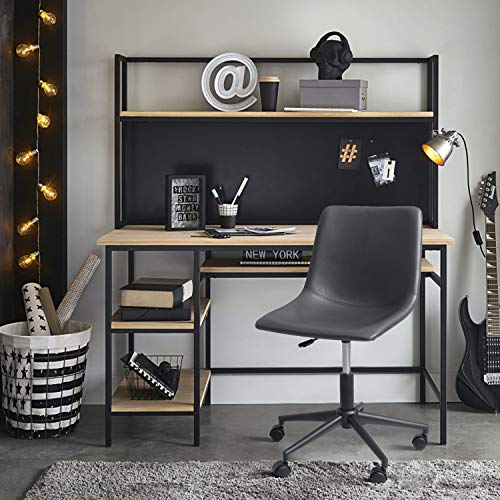 Furmax Mid Back Task Chair Pu Leather Adjustable Swivel Office Chair Bucket Seat Armless Computer Chair Modern Low Back Desk Conference Chair (Gray) #TOP3