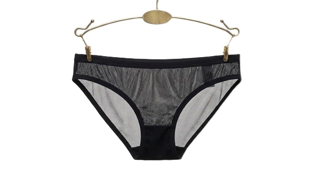 Women's Transparent Mesh Bikini Panty Pack of 1 Soft Sheer Low Rise Stretch Briefs Everyday Comfortable Innerwear (Black)-image-39