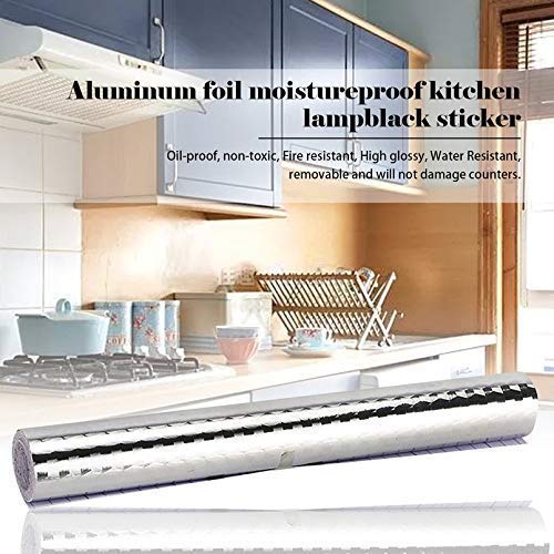 skyzone Kitchen Wall Stove Aluminium Foil Oil-Proof Stickers and Cabinet Drawer Self Adhesive Aluminium Foil Covering Croppable Wallpaper Wall Sticker 2