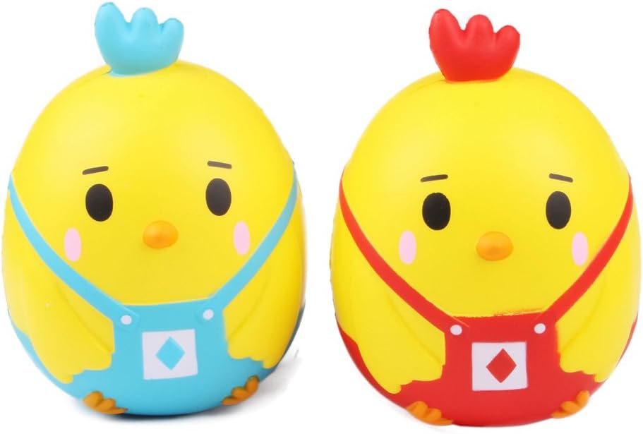 2PC Easter Eggs Jumbo Squishies Slow Rising Chicken Squishy Round Strap Trump Egg Stress Relief Gifts (Mix)