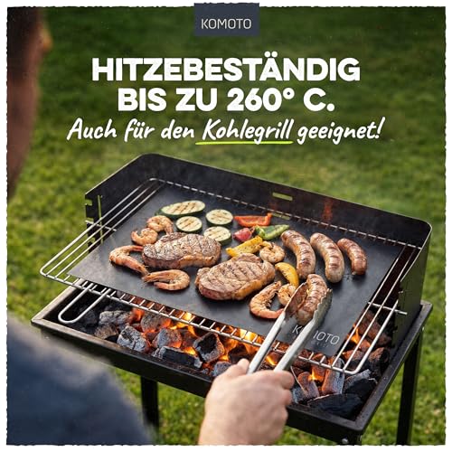 KOMOTO® BBQ Grillmatte (3er Set) 50x40 cm I Extra Dick I Grillmatten für Gasgrill und Holzkohle I Perfekte Alternative zur Grillplatte 4