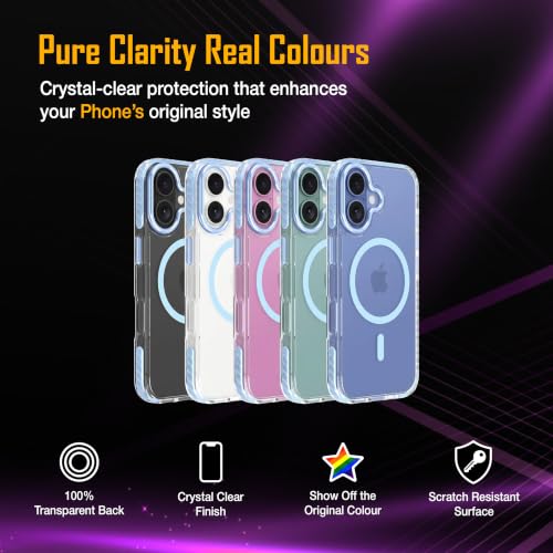 Image of Zapcase Crystal Clear Back case for iPhone 16 | PC Back | TPU Bumper with Inner Rubber Grip | Metal Camera Guard Bezel | Metal Buttons | Scratch Resistant Cover | 2 Layer Edge Protection | Light Blue
