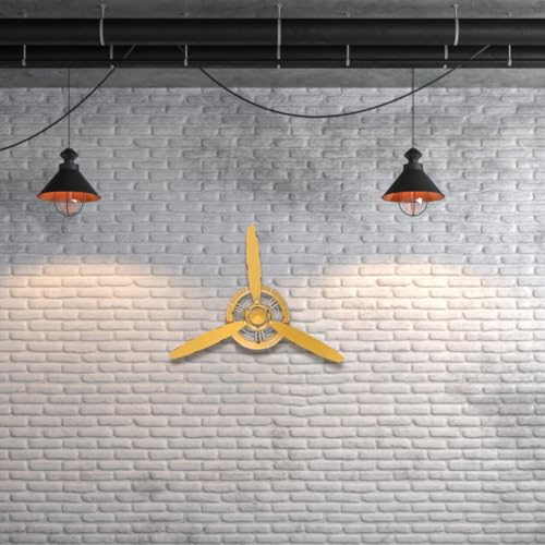 Décoration Murale en Fer Rétro Hélice Jaune Industrielle ROMISBABA