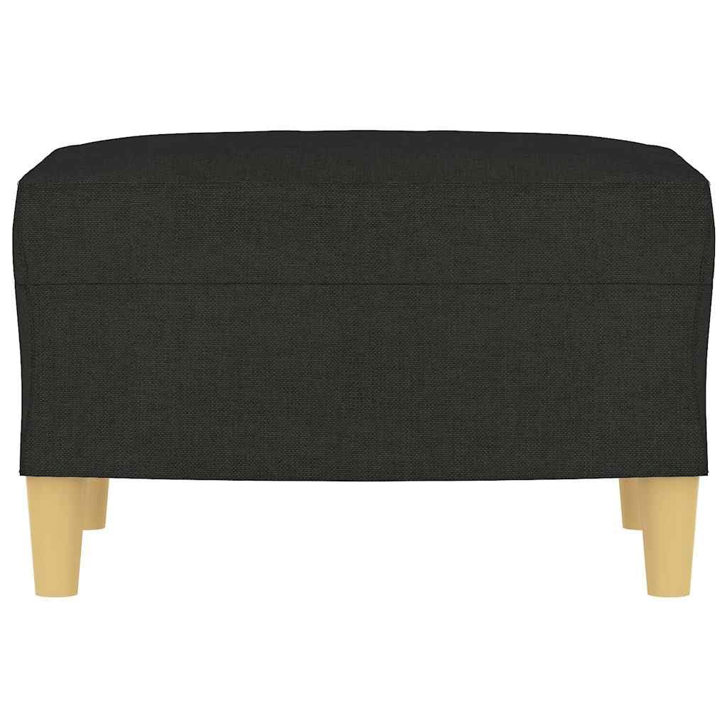 Taboret tapicerowany podnóżek czarny 60 x 50 x 41 cm materiał, rama ze sklejki, wypełnienie piankowe, puf do salonu, sypialni, korytarza, do podnóżka