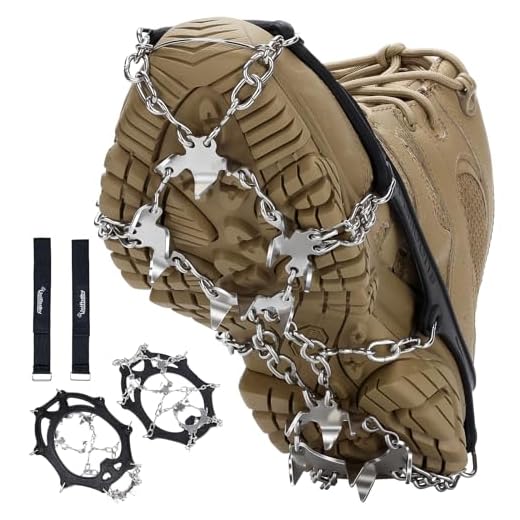 Uelfbaby Upgraded 19 Spikes Crampons Ice Snow Grips Traction Cleats System Safe Protect for Walking, Jogging, or Hiking on Snow and Ice (Fit S/M/L/XL/XXL Shoes/Boots)