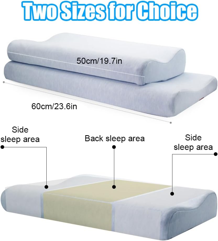 6CM Ultra Thin Contour Memory Foam Pillow, Thin Pillow for Stomach and Back Sleepers Slim, Low Profile Slim Bed Pillow for Sleeping and Neck Support with Washable Pillow Case