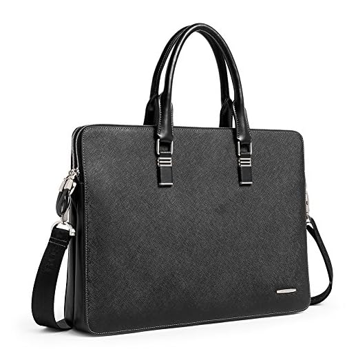 BOSTANTEN Leather Briefcase Slim Crossbody 15.6 inch Laptop Bag for Men & Women