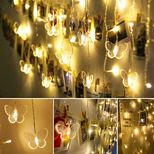 Curtain Fairy Lights With 24 Butterflies Twinkle Firefly String Lights Usb Powered 120 Led 14.7 Ft 8 Modes With Remote Control For Bedroom Patio Wall Wedding Christmas Party Decoration (Warm White) #TOP1
