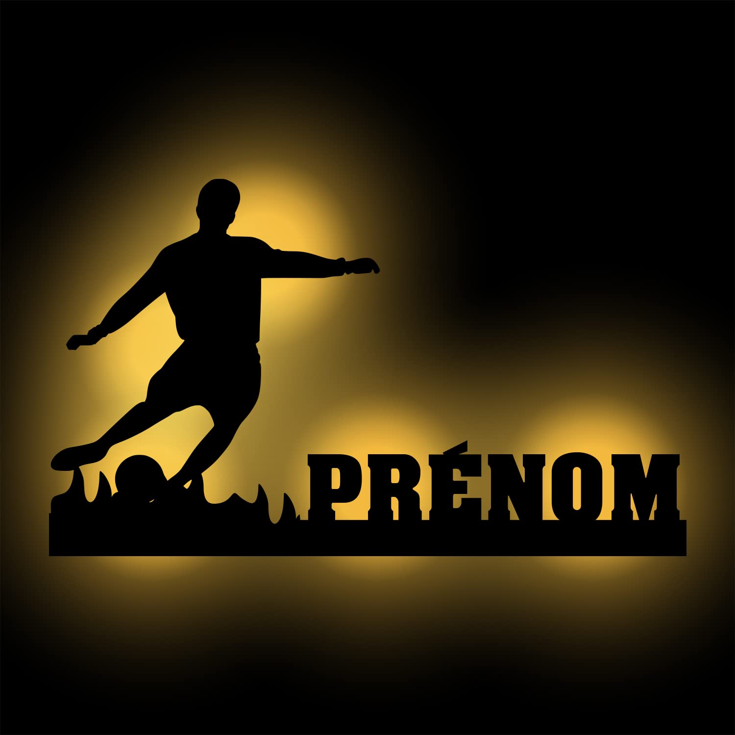 Namofactur Lampe Murale Led Modèle Joueur de Football - Veilleuse Déco en Bois Avec Prénom Personnalisable - Idée De Cadeau de Anniversaire