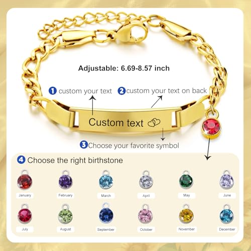 925 Sterling Silver Custom Baby Bracelets for Infant Girls, Engrave Toddler Bracelets with Name and Birthstone, Baby Jewelry for Infant Girls, Personalized Baby Girl Boy Gifts2