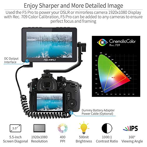 Image of FEELWORELD F5PROV4 6 Inch Video Camera Monitor Touch Screen DSLR HDMI Field Monitor with External Kit Install The Equipment IPS FHD1920x1080 4K HDMI Input Output 5 V Type c Input