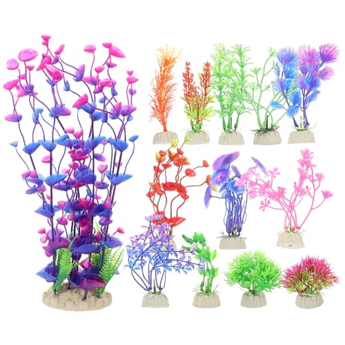 Milisten 13pièces Plantes Artificielles pour Aquarium Décoration Décorative Ornements Végétaux Aquatiques Plantes Aquarium Artificielles
