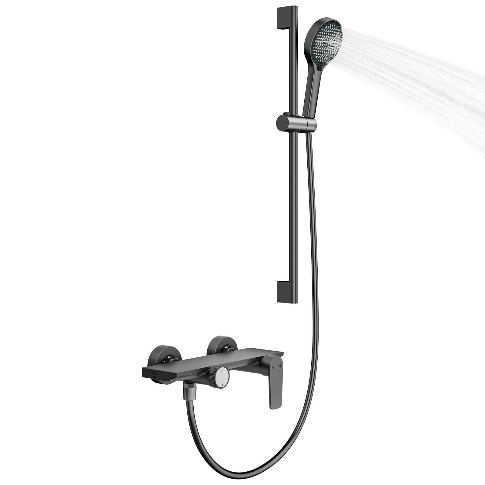 Bar Shower Mixer - 2-Function Shower Tap with Height-Adjustable Shower Rail, 4-Spray Handheld Showerhead, Grey — image 1