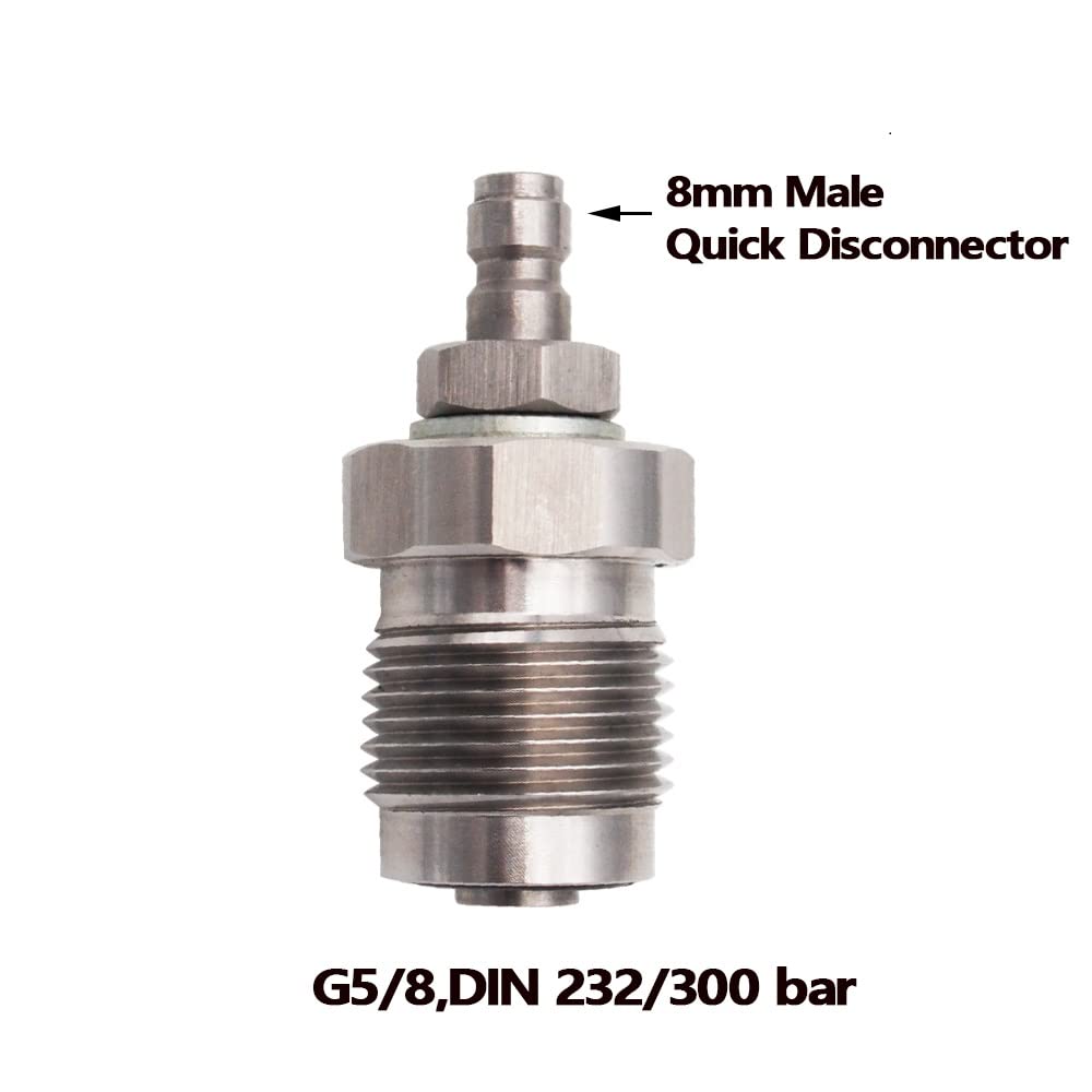 DIN Adapter with 8mm Quick Disconnect Fitting for Paintball Fill Station